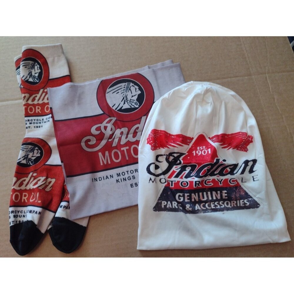 NEW / Indian Motorcycle Gift Lot of 3 (Three) Beenie, Gaiter & Socks  (2C1)